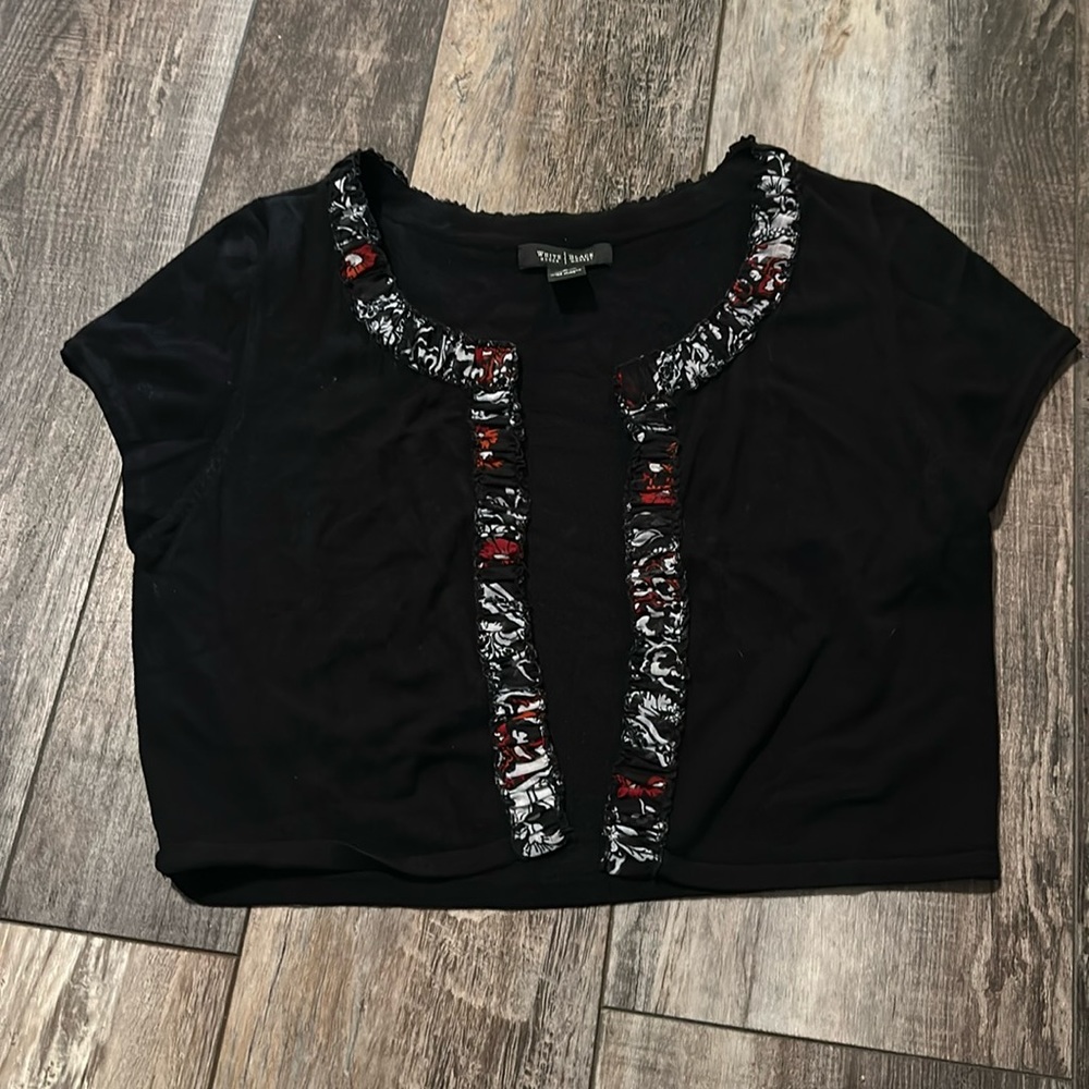 White House Black Market cap sleeve crop open front cardi as L
